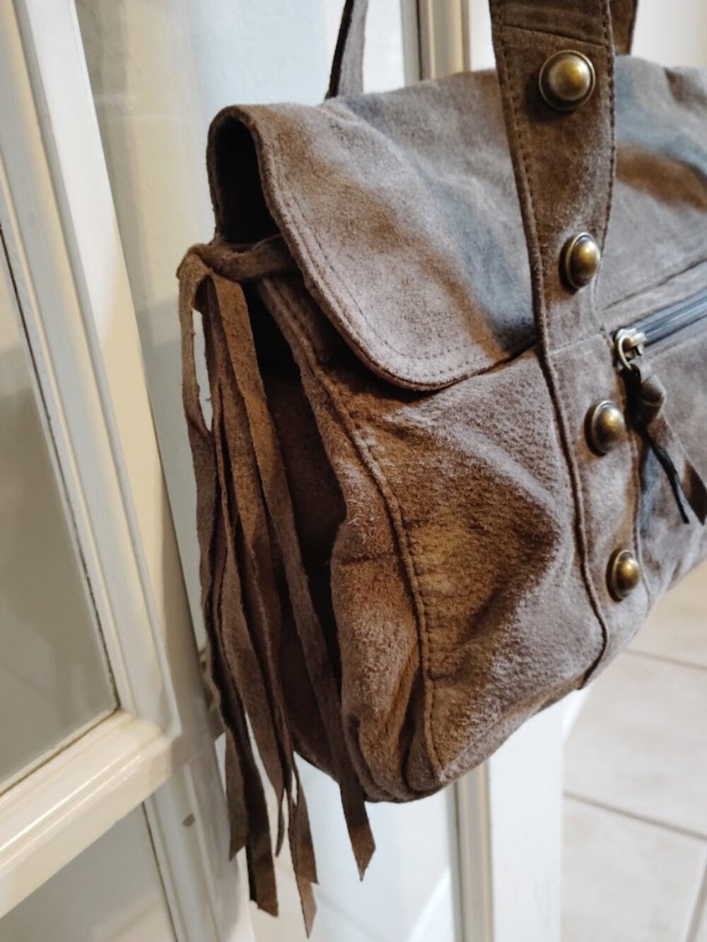 Wilsons Leather Studded Suede Bag - Picture 4 of 14